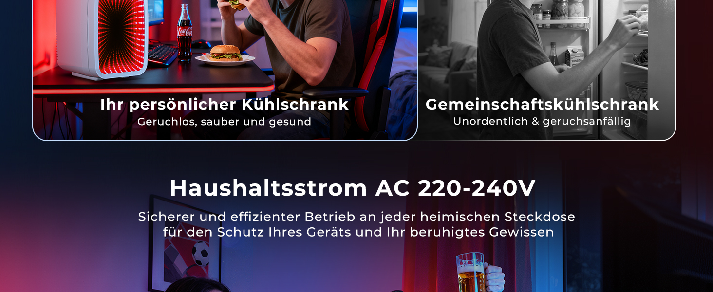 Міні-холодильник BEICHEN 4Л з RGB-підсвіткою, 2в1 (охолодження та підігрів) для напоїв, косметики та геймінгу, 220В/12В, білий