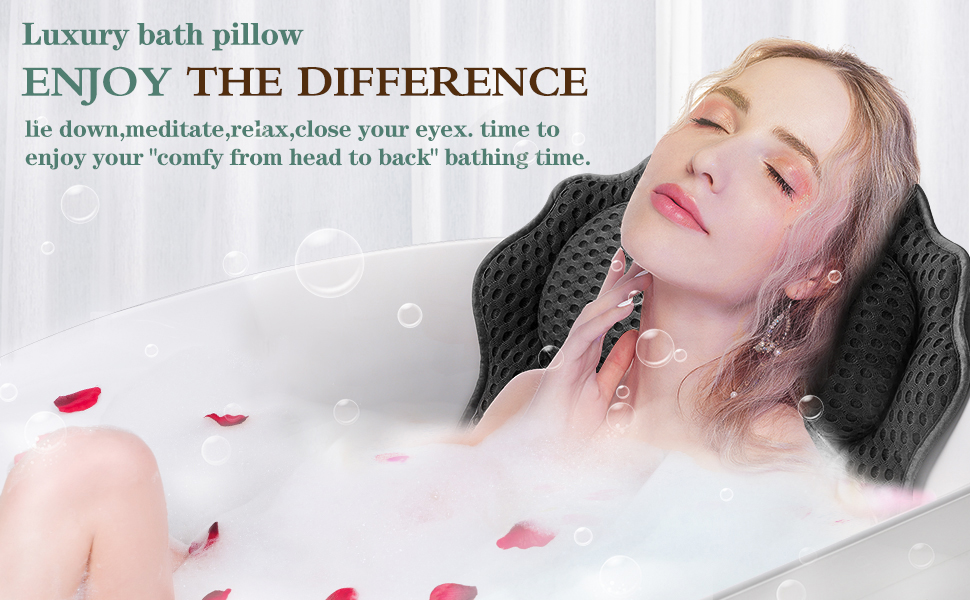 Подушка для ванни RUVINCE ергономічна, з підтримкою голови, шиї, плечей та спини, 4D, з 6 присосками, 43x44 см