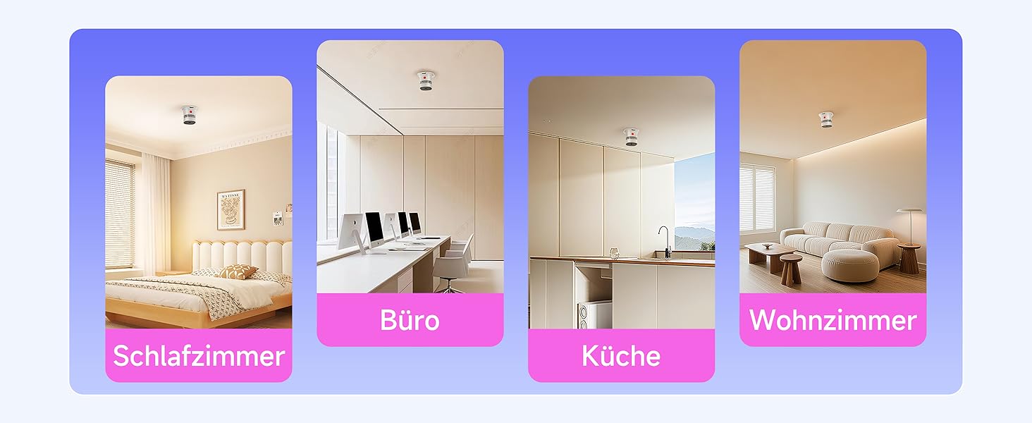 Набір датчиків диму Heiman Mini – 5 шт. з фотоелектричним сенсором, 10 років роботи від батареї, сертифікація EN14604, TÜV, CE, UKCA, DBI, 85 dB, преміум-дизайн