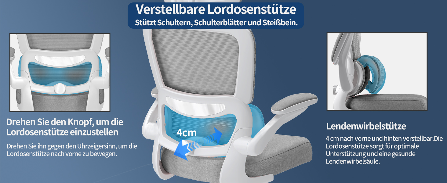Ергономічне крісло TRALT для офісу з регульованою підтримкою попереку та підголівником. Ігрове крісло, офісне крісло для дому та офісу. Максимальне навантаження 150 кг, сірого кольору.
