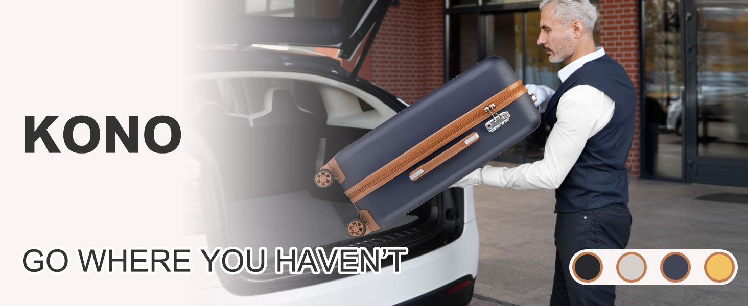 Набір валіз KONO з ABS пластику (4 шт.) - білий колір, 75x48x29 см, з TSA замком