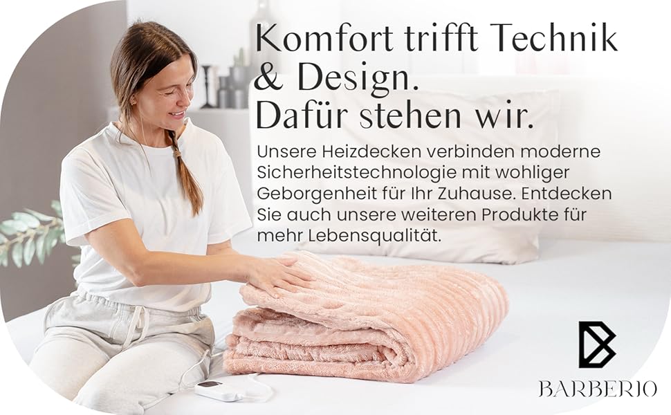 Електрична ковдра Barbero 200x150 см з таймером та захистом від перегріву, 6 температурних режимів, для ліжка, офісу та дивану, пральна