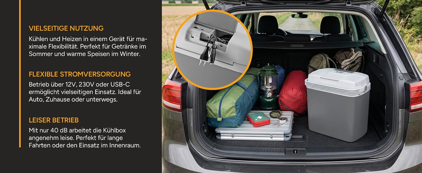 Автомобільний холодильник/термос First Austria 20л, 12/230V/USB-C PD 3.0, охолодження та підігрів, чорний/сірий