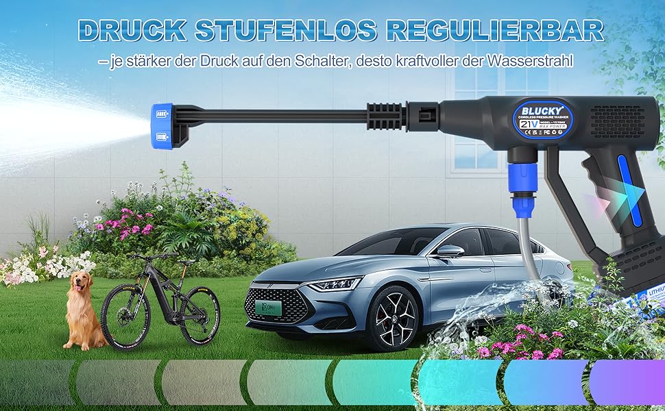 Акумуляторний мийний пилосос високого тиску Hydro Blast з 2 акумуляторами для авто та балкона, 6-в-1 насадка