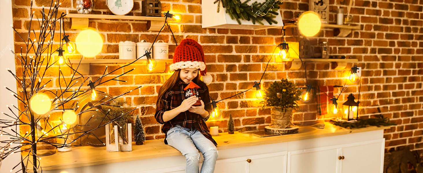 Льо́нтанка Kawaya 10 метрів, LED, для вулиці, 15+1 лампочки, IP65, вологостійка, тепле світло, для балкона, тераси, саду, весілля, заднього двору