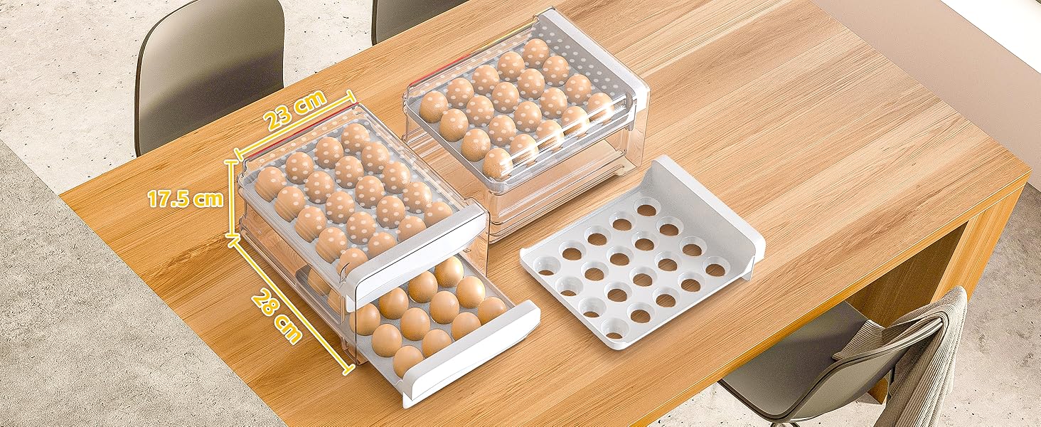 Контейнер для яєць Deecam на 40 яєць, органайзер для холодильника, прозорий, білий