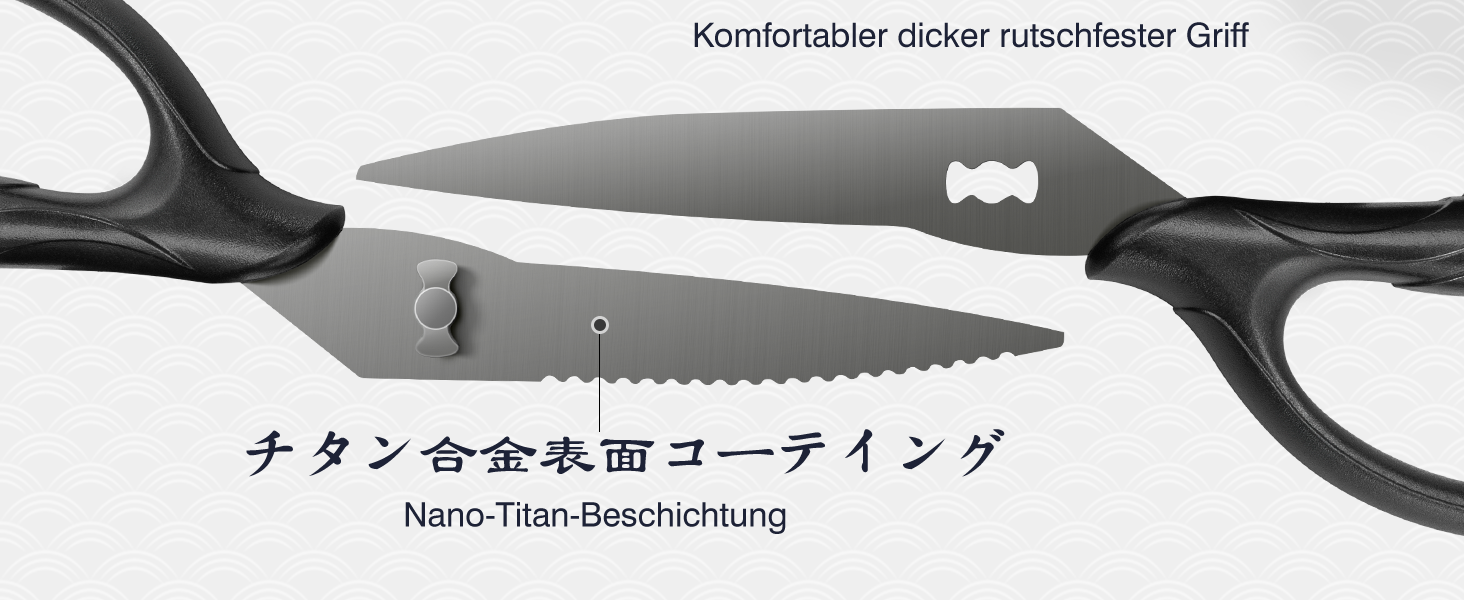 Кухонні ножиці SHAN ZU Robust: японська сталь 5Cr15MoV, 21 см, титанове покриття, для птиці та зелені