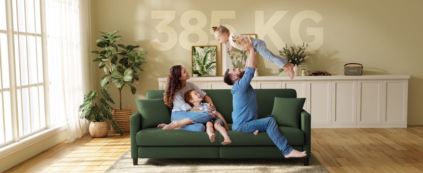 Зручне диванчик для підліткової кімнати: компактний диван на 2 місця з масиву дерева (зелений, 211 см)