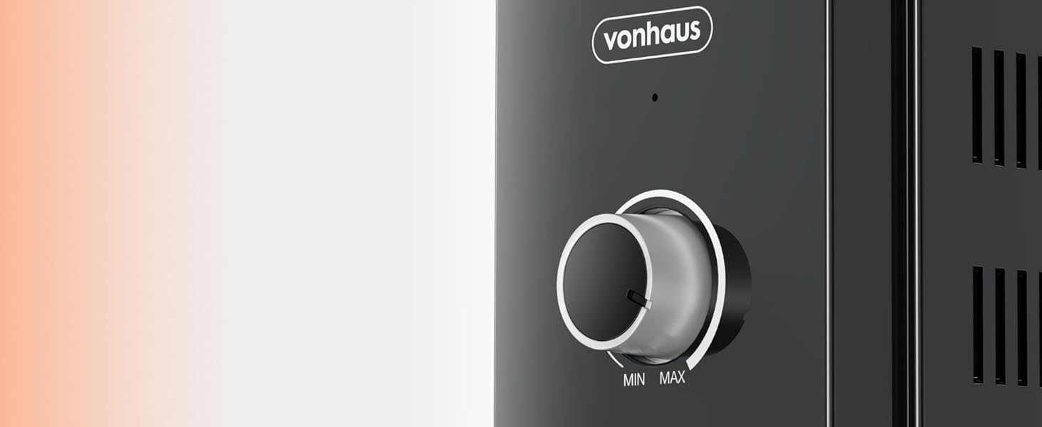 Масляний радіатор VonHaus 2.5 кВт з термостатом (білий, чорний, 9 ребер)