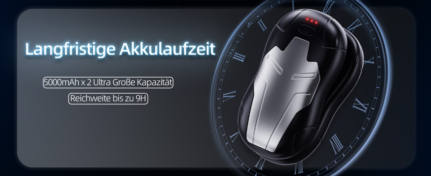 Електричні грілки для рук 2 шт. 10000mAh, двосторонній нагрів, USB, швидкий нагрів, для подарунку, чорний, срібний