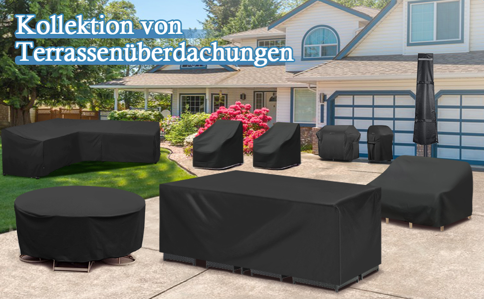 Водонепроникний чохол для садово-патіо меблів GARPROVM, 200x165x80 см. Тканина Оксфорд. Чохол для садового дивану, столу, меблевих наборів.