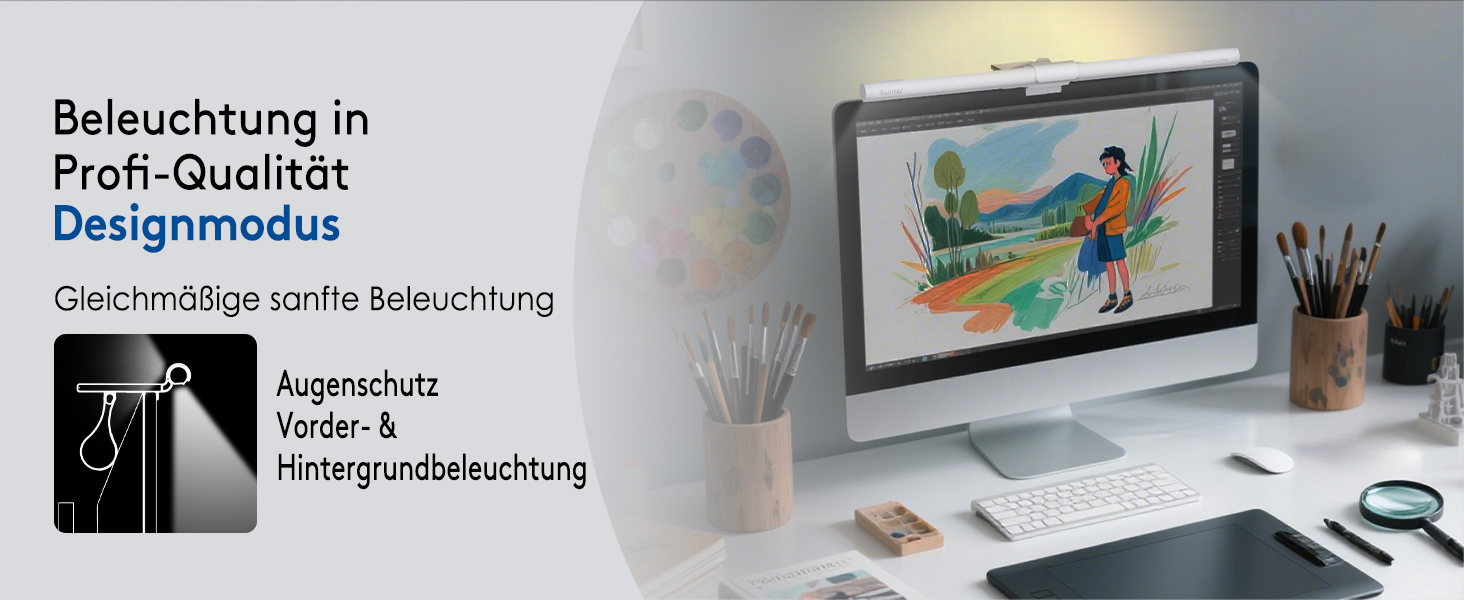 LED лампа для монітора Quntis 40см з підсвічуванням, регульована, захист очей, для офісу та дому