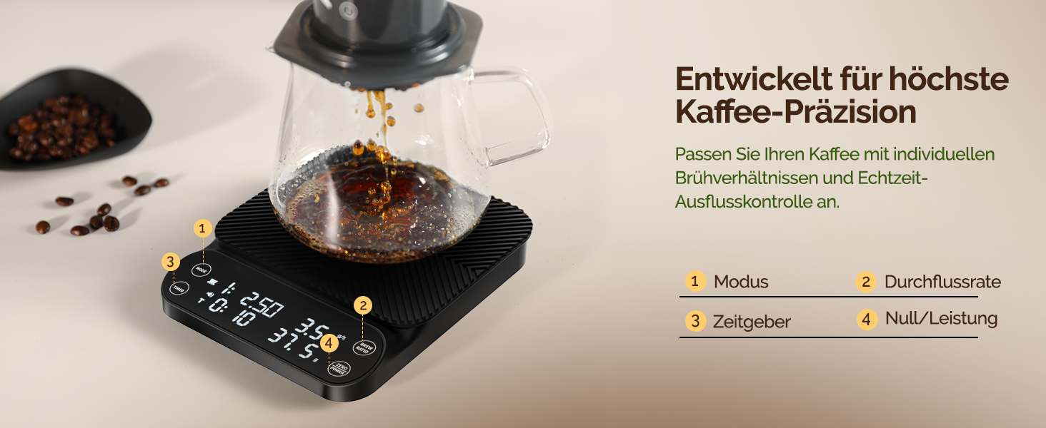 Ваги для кави Maestri House S3 з таймером, 3 кг/0,1 г, перезаряджувані, цифрові, для еспресо, з 3 режимами заварювання, регульованими співвідношеннями та індикатором потоку, для Pour Over, French Press – чорні