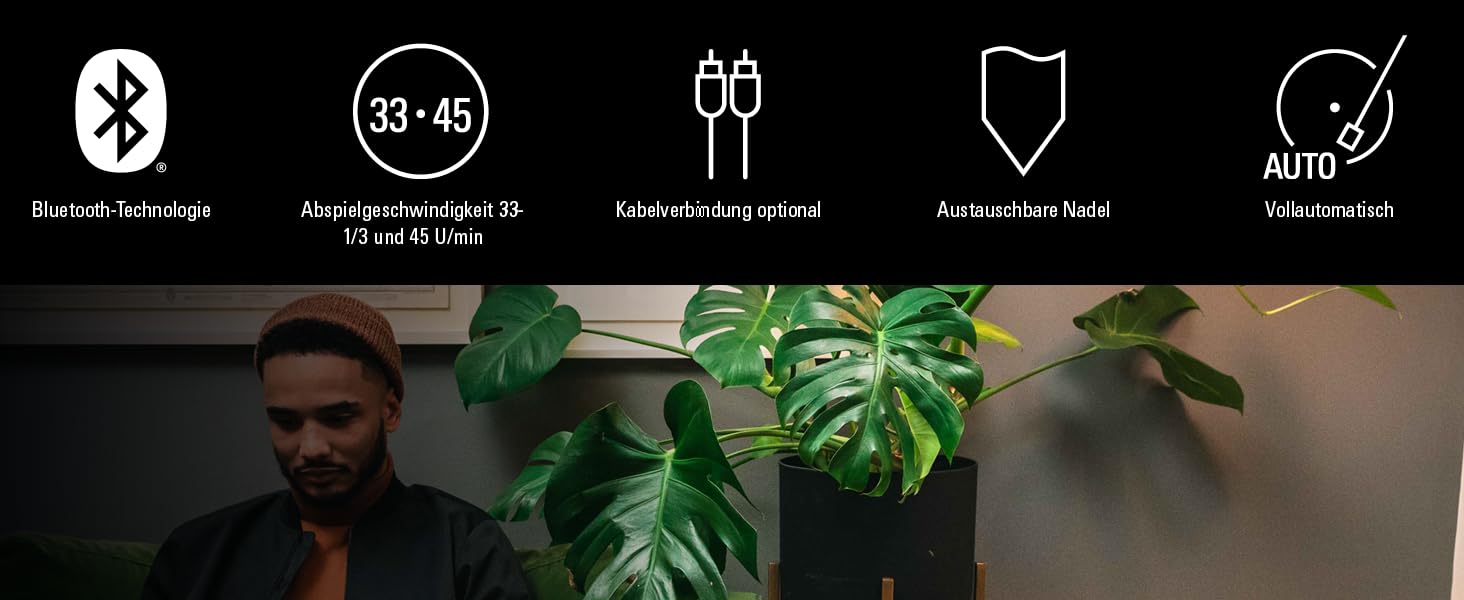 Програвач вінілу Audio-Technica LP60XBTBK з Bluetooth, повністю автоматичний, ремінний привід, стерео, чорний