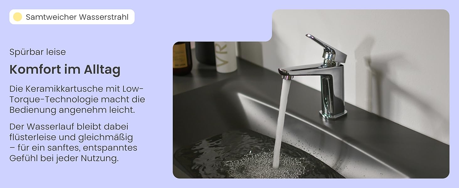 Змішувач для умивальника Instmaier Amelie | Змішувач для ванної кімнати | Однорідний змішувач з латуні (білий / хром)