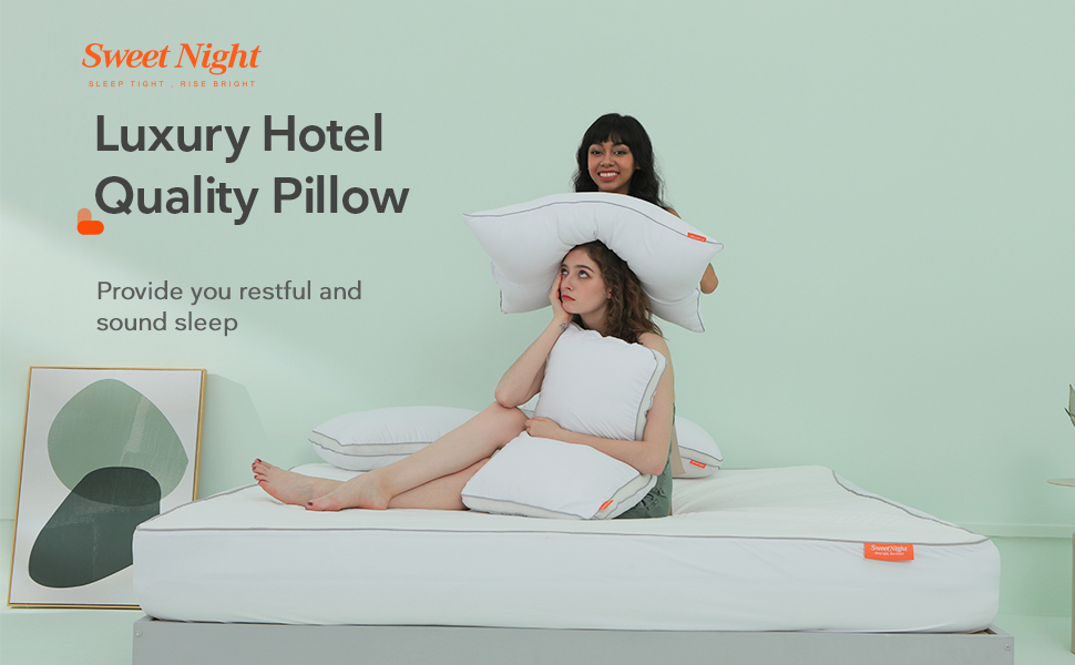 Набір фіксованих подушок Sweetnight з 2,Розкішна готельна подушка Comfort Pillow Набір з 2,Allegiker Pillow М'яка дихаюча подушка для сну біля ліжка 48 x 74 см, SN-UP002-S-2-XJ, біла (4 шт. (), 4 шт. и)