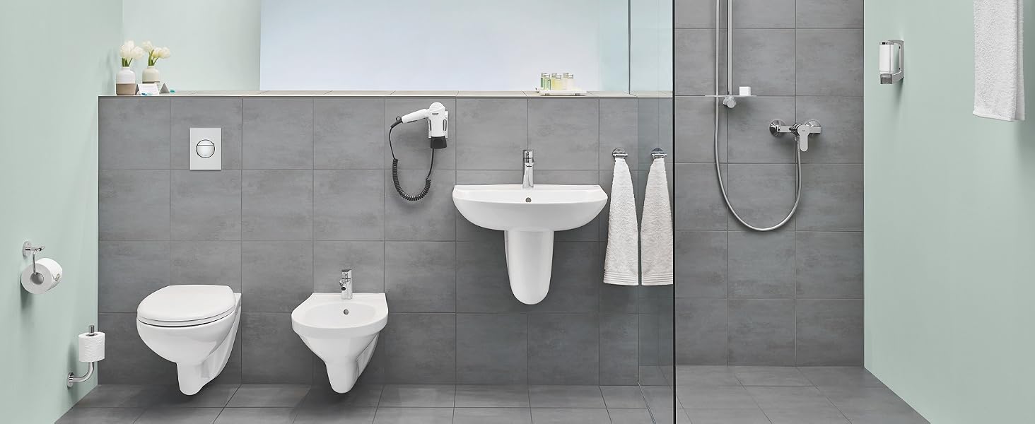 Сидіння для унітаза GROHE Bau Keramik з дюропласту, швидкознімна кришка, stainless steel петлі, колір альпійський білий, 39492000