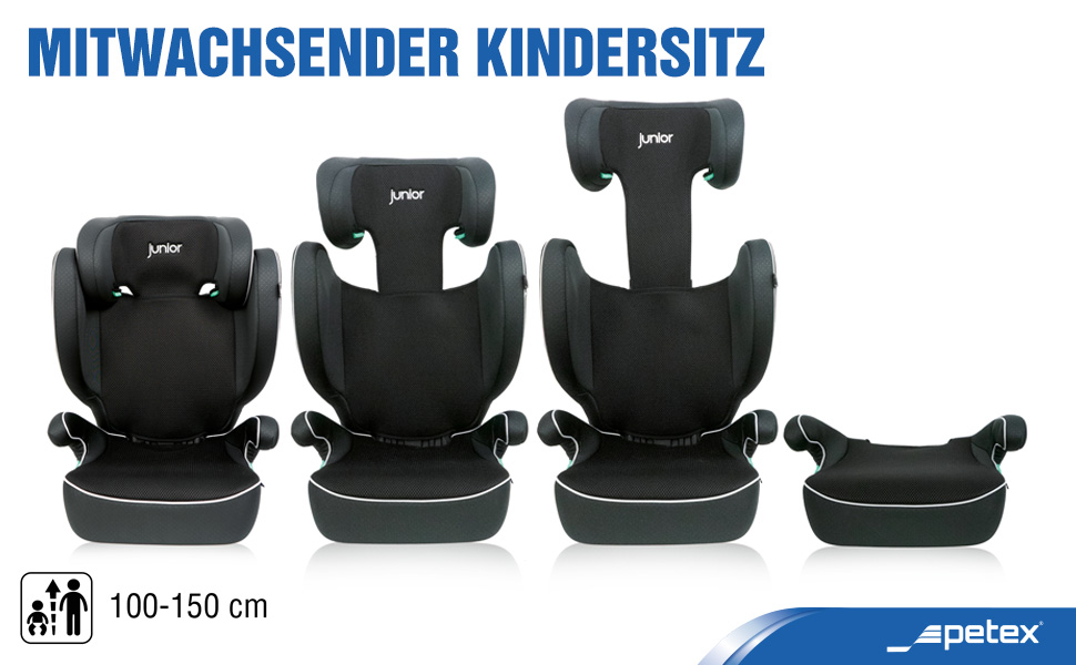 Автокрісло PETEX Auto-Kindersitz Basic Plus i-Size ISOFIX (100-150 см), сірий - безпечний дитячий автосидіння з регульованою висотою