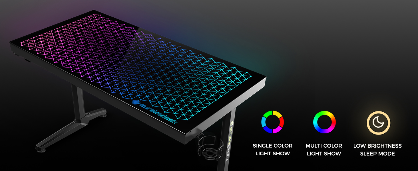 Ігровий стіл EUREKA ERGONOMIC RGB 110 см з підсвічуванням, 110 x 60 см