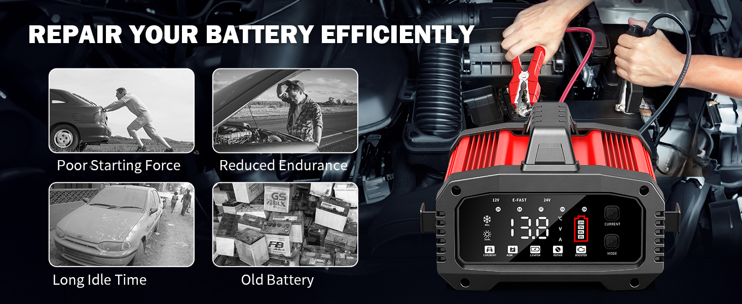 Автоматичний зарядний пристрій для акумуляторів 25A з температурною компенсацією (червоний)