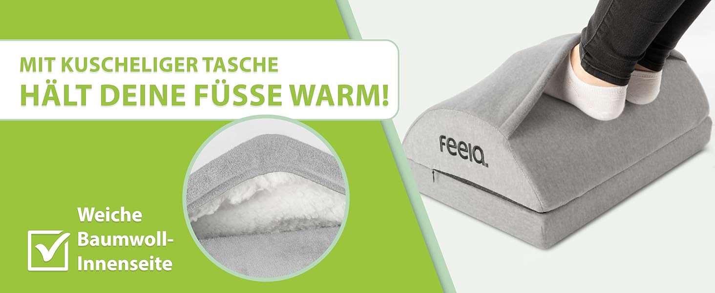 Підставка для ніг під стіл Feela® – ергономічна підставка для ніг, footrest, foot rest для комфорту. Без термосумки (з термосумкою, срібна)