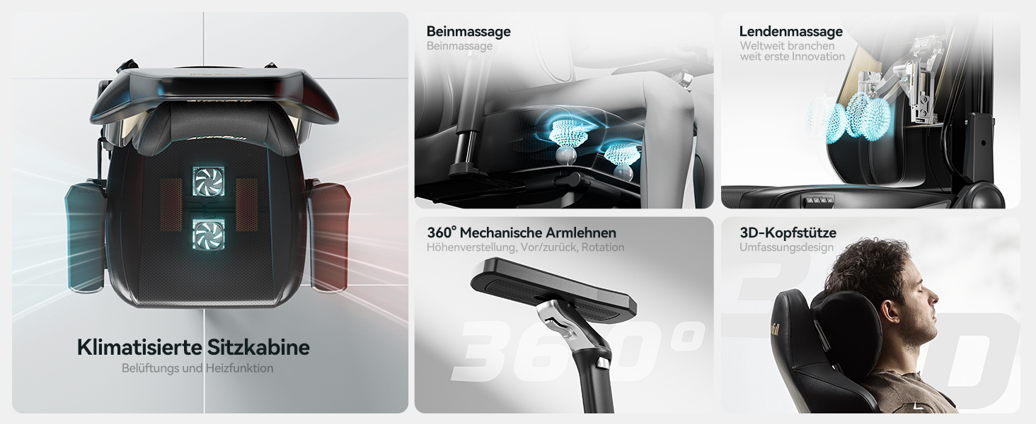 Ігрове крісло AutoFull M6 Ultra 2.0 з функцією масажу, чорне