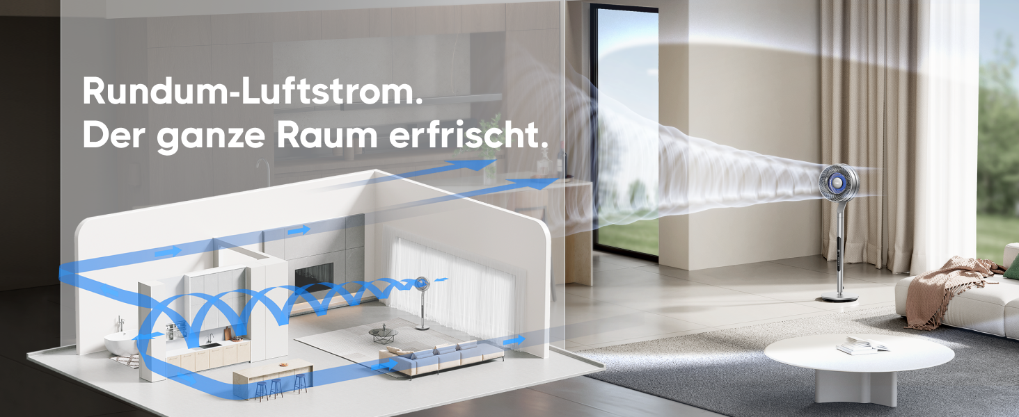 Вентилятор Dreo з інтелектуальним керуванням, 101.6-111.8 см, регульована висота, тихий DC вентилятор для спальні, 120°+85° осциляція, 30.5 м³/хв, срібний