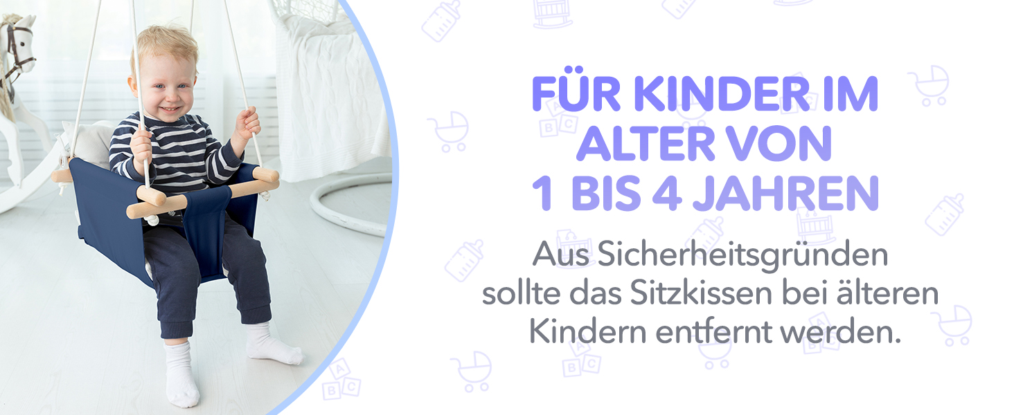 Дерев'яна гойдалка для малюків Cateam - ідеальна для дому та саду. З безпечним ремінцем, від 12 місяців. Елегантно-кремовий колір.