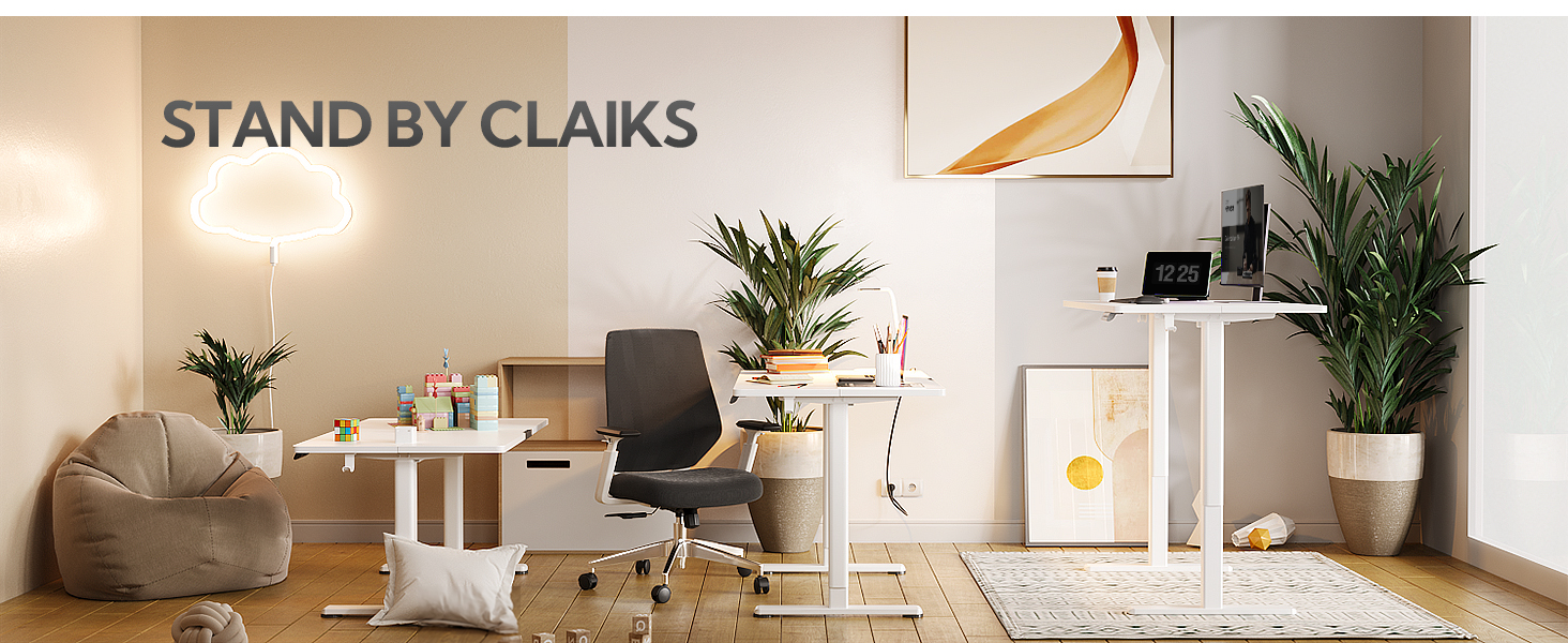 Електричний стіл Claiks, регулювання висоти, 160x60 см, білий