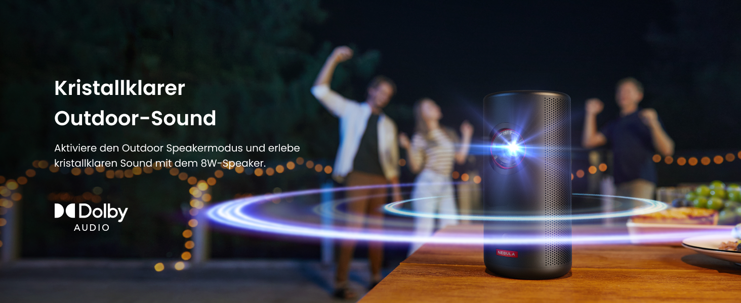 NEBULA Capsule 3 Laser GTV: Міні-проектор з лазером, 1080p, 300 ANSI Lumen, Wi-Fi, Dolby Digital, Автофокус, 120 дюймів, 2.5 години роботи від акумулятора