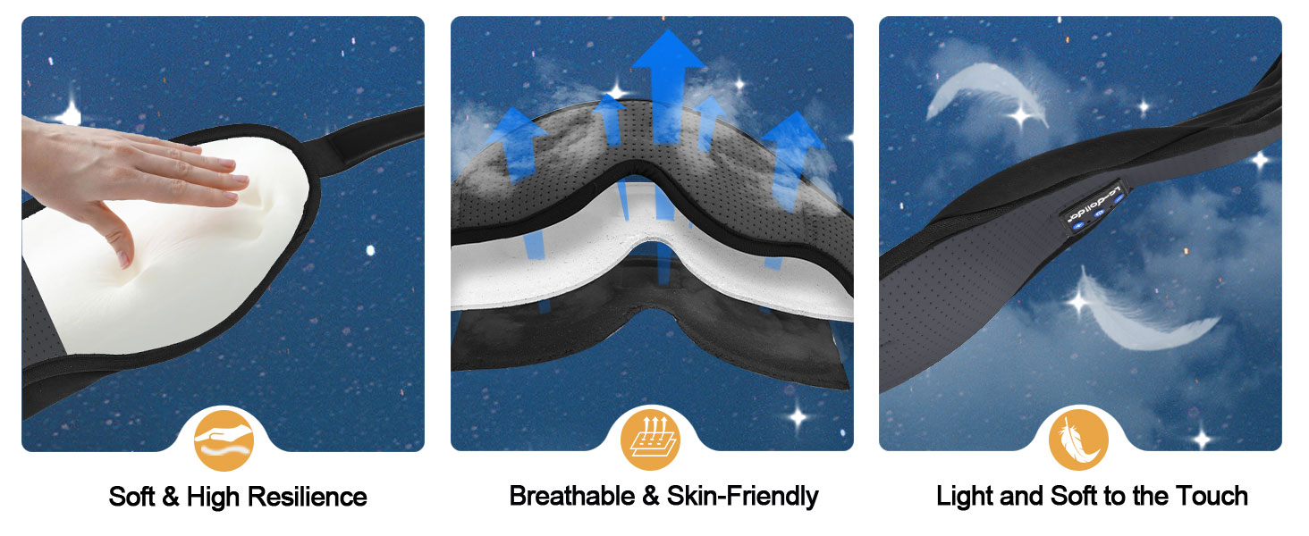 Маска для сну з навушниками Bluetooth LC-Dolida, блокує світло, для сну, подорожей, йоги, медитації, сірий колір