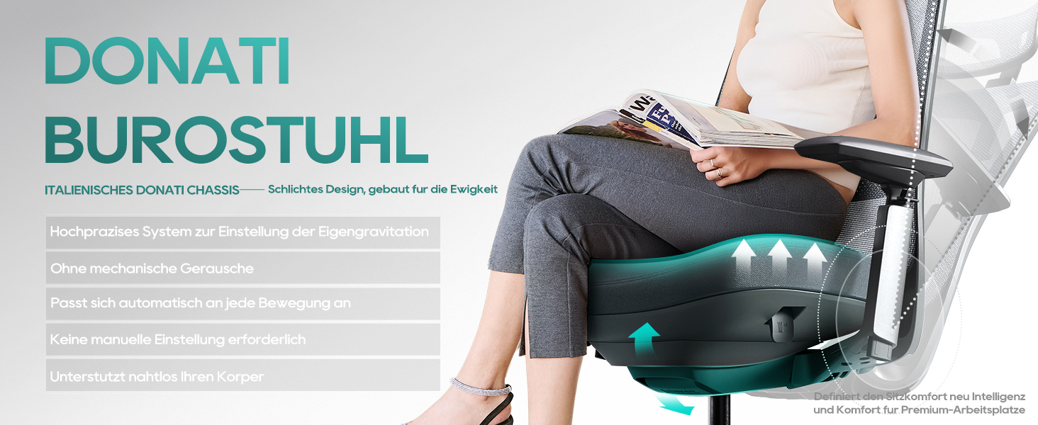 Ергономічне крісло Colamy для офісу, чорне: регульована глибина сидіння, 4D підлокітники, підтримка попереку (до 136 кг)