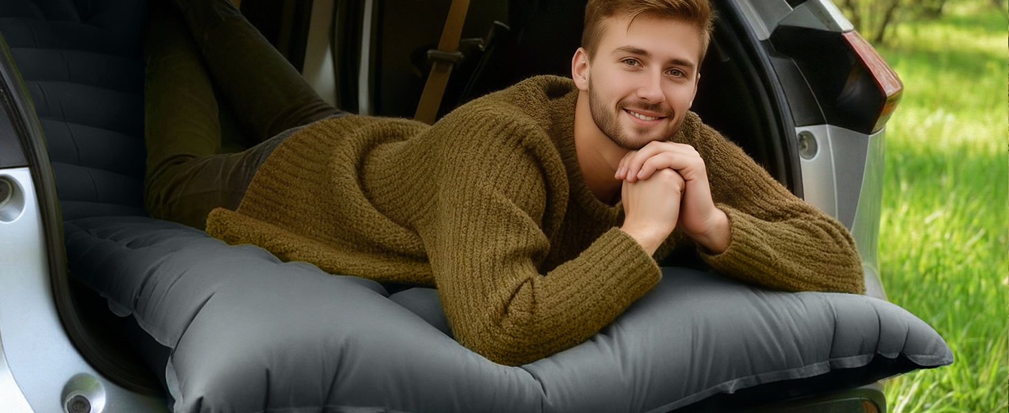 Надувний кемпінговий килимок Yuzonc Isomatte з вбудованим насосом та подушкою, компактний легкий матрац для походу та пляжу (Сірий)