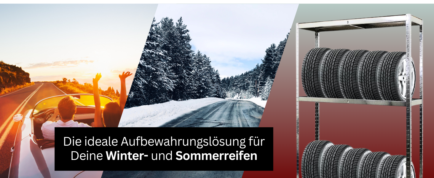 Стелаж для шин PROREGAL Ragnar, 180x120x40 см, 2 рівні, до 8 шин, з полицею, 265 кг на полицю, оцинкований, для гаража, складу, підвалу