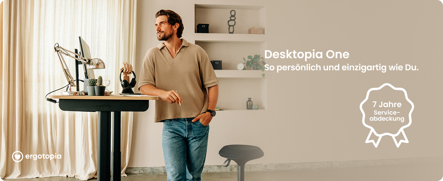 Ерготопія Десктопія Вone – Регульований стіл, Електричне підйомне шасі, Чорний, 7 років гарантії, TÜV-сертифікований