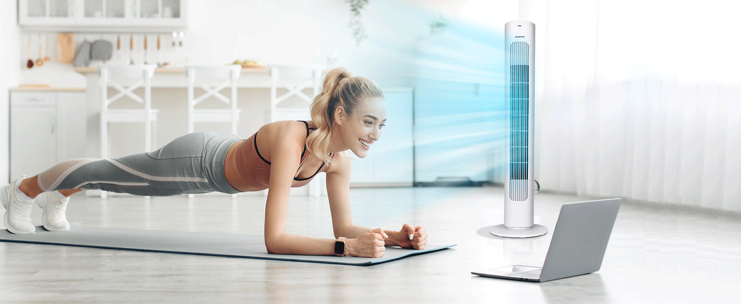Вентилятор Tower Aigostar Turmventilator з пультом, 70° осциляція, таймер 7 год, 3 режими/швидкості, енергоефективний, 2 шт.