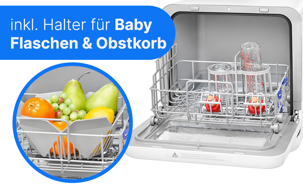 Посудомийна машина Bomann® TSG 5704: компактна, для кемпінгу, з підключенням/без, 36-70°C, 6 програм, 42 см