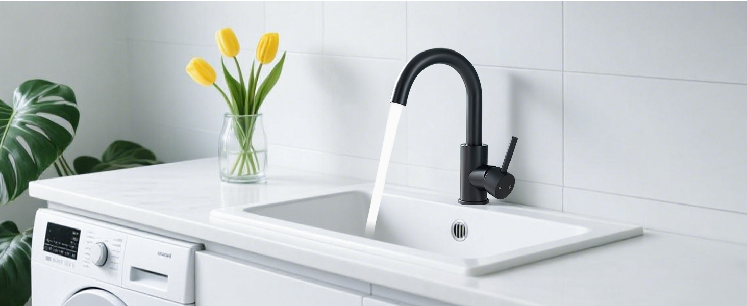 Змішувач для ванної кімнати Fransiton Bad Hoch, водозберігаючий, чорний матовий