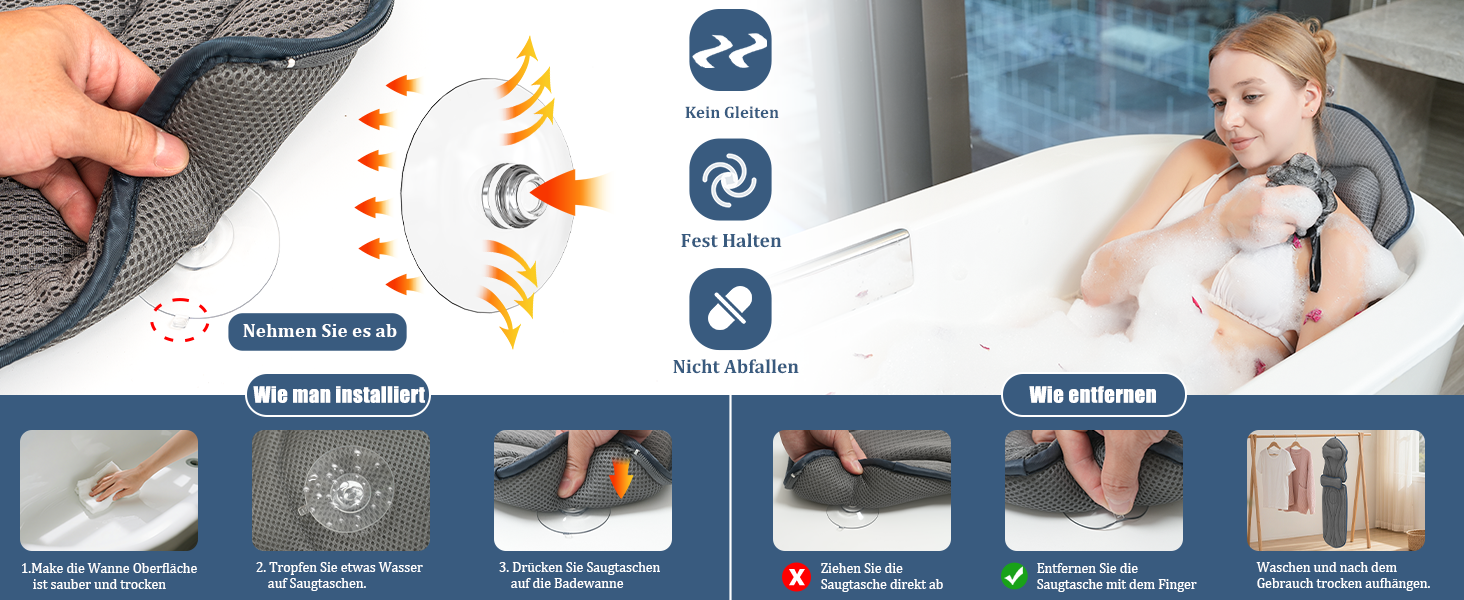 Подушка для ванни на все тіло з підтримкою шиї, плечей та попереку. Подушка для ванни з повітряної сітки 5D для жінок, сірого кольору.