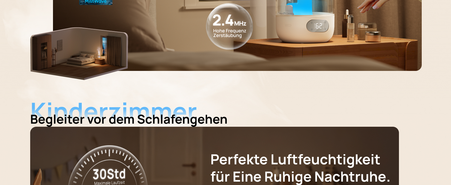 Зволожувач повітря Dreo для спальні: ультразвуковий, холодний туман, 3L, датчик вологості, нічник, для дітей, кімнатних рослин та дому (білий)