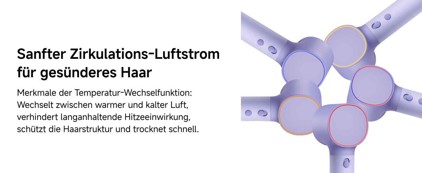 Високошвидкісний фен для волосся Laifen Neo з безщітковим двигуном 110 000 об/хв, 200 млн негативних іонів та 2 магнітними насадками, Фіолетовий