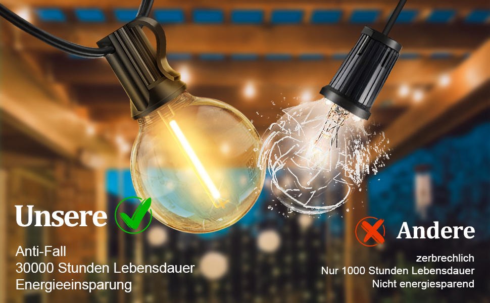 Гірлянда LED вулична 45м, 150 LED, G40, для саду, балкону, тераси, з пультом ДУ, IP44, вологостійка