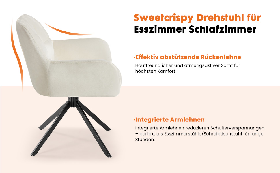 Набір з 4-х м'яких крісел Sweetcrispy для вітальні, кухні та робочого кабінету, з м'якою оббивкою з велюру, поворотні, з металевими ніжками, до 120 кг, зелені (бежеві)