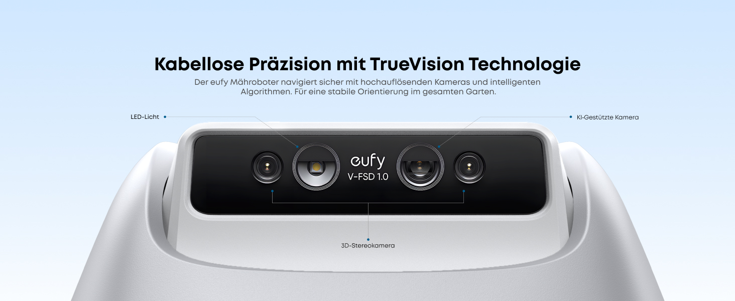 Робот-газонокосарка eufy E15 без дроту, до 800 м², TrueVision, навігація, уникнення перешкод, керування через додаток