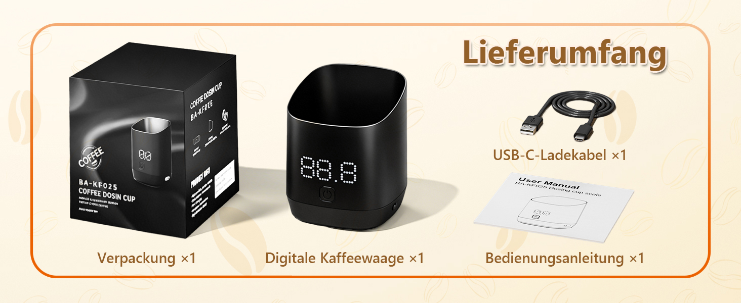 Ваги для кави Kaffeewaage 500г/0,1г, цифрові, з LED-дисплеєм, USB-C, IPX4, для еспресо, пуроверу та кавових зерен