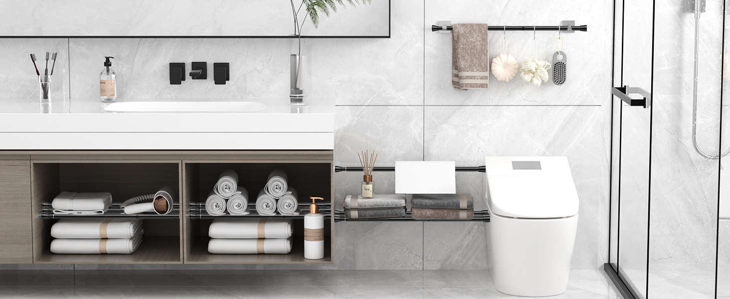 Штанга для штор без свердління AIZESI, 113-197 см, телескопічна, чорна (діаметр 22 мм)