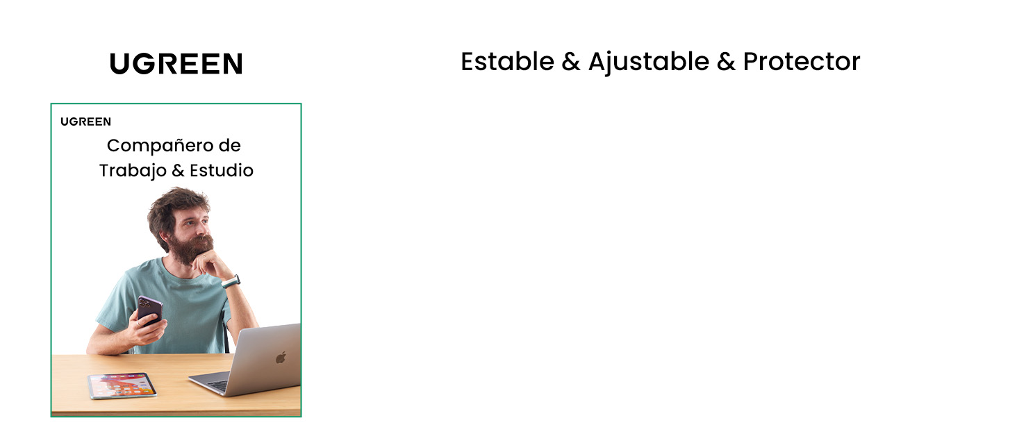 Підставка для ноутбука UGREEN 360° з регулюванням висоти, складна, сіра. Сумісна з MacBook, Air, Pro та ноутбуками 10-17.3