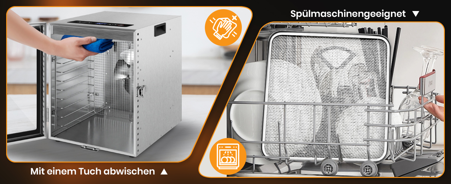 Сушарка для овочів та фруктів електрична 800W, 36 лотків (29x29 см), 2 яруси, нержавіюча сталь, 30-90°C