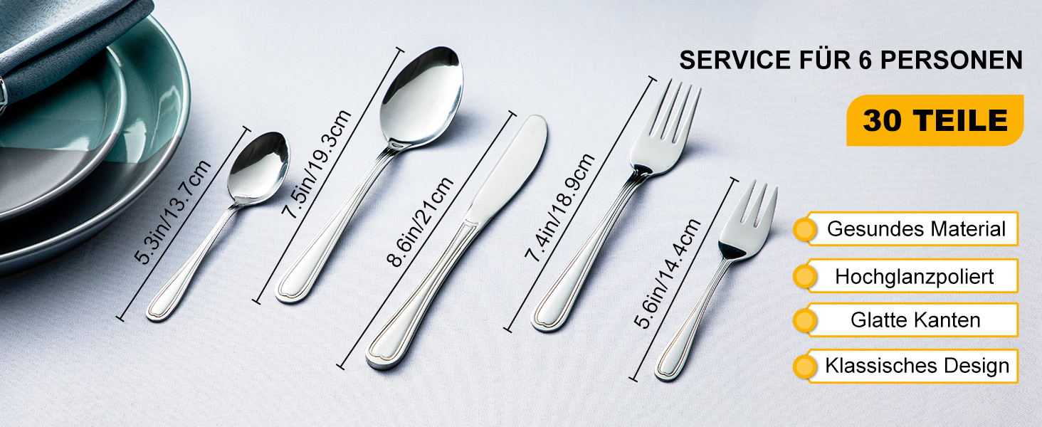 Набір столових приборів Velaze на 12 осіб (60 предметів) з нержавіючої сталі. Включає: 12 ножів, виделок, ложок, чайних ложок, виделок для тортів. Полірування, придатний для миття в посудомийній машині.