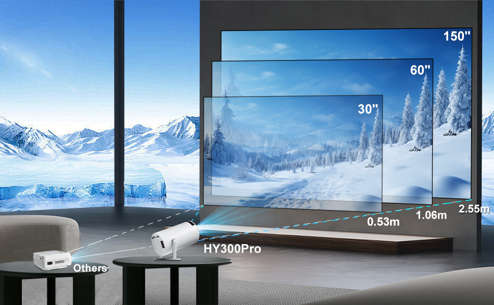 Проектор ZDSSY HY300PRO: Міні проектор 4K, WiFi 6, Bluetooth 5.2, Автофокус, Android/iPhone/PC/Mac/Switch/PS5